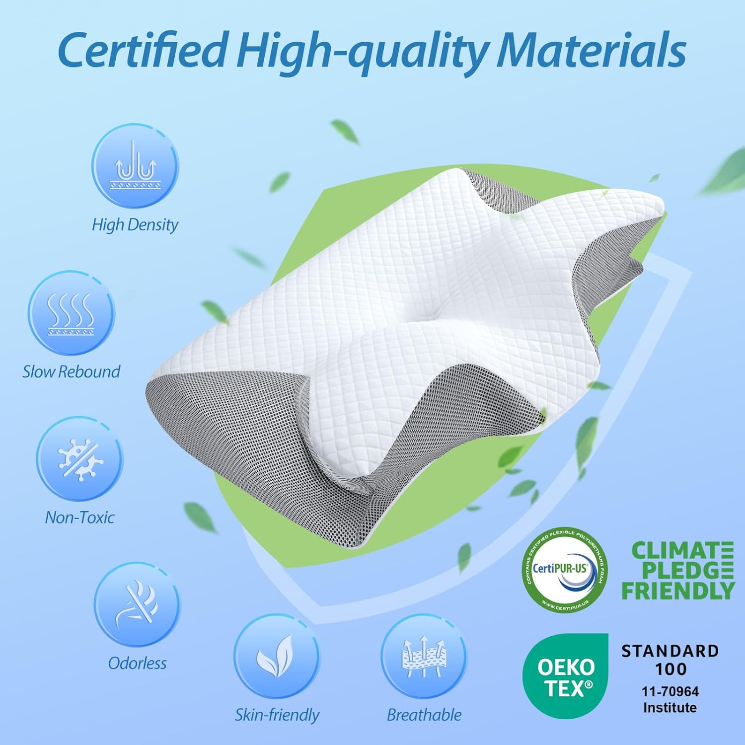 Oreiller cervical Comfort Cloud de Amazon offrant un soutien souple et confortable pour le cou.